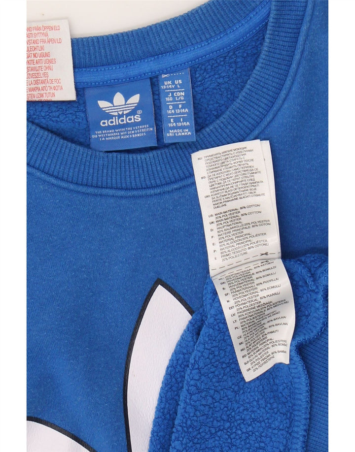 ADIDAS Boys Three Stripes Graphic Sweatshirt Jumper 13-14 Years Blue