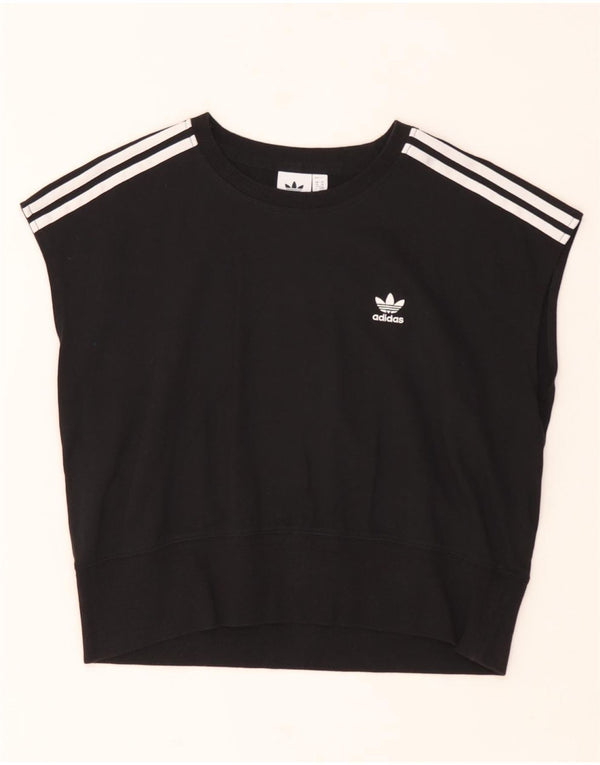 Adidas ženski džemperi kratkih rukava UK 14 veliki crni pamuk