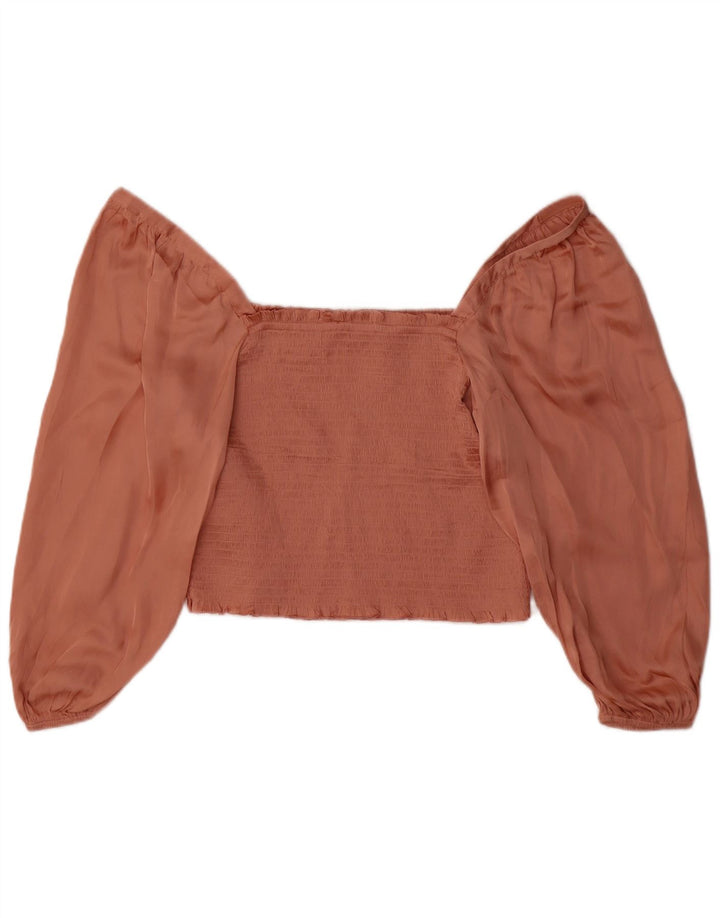 J. Crew Ženski gornji dio bluze dugih rukava UK 14 Veliki ružičasti poliester