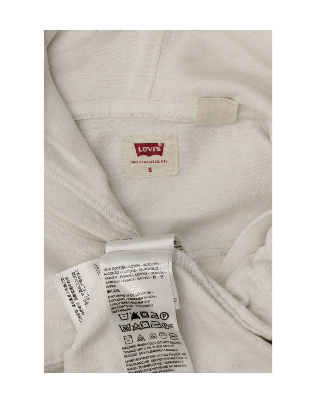 Levi's muška majica s kapuljačom s kapuljačom, mali bijeli pamuk