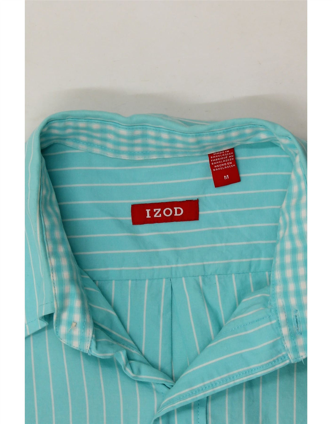 IZOD Mens Shirt Medium Blue Pinstripe Cotton Vintage Izod and Second-Hand Izod from Messina Hembry 