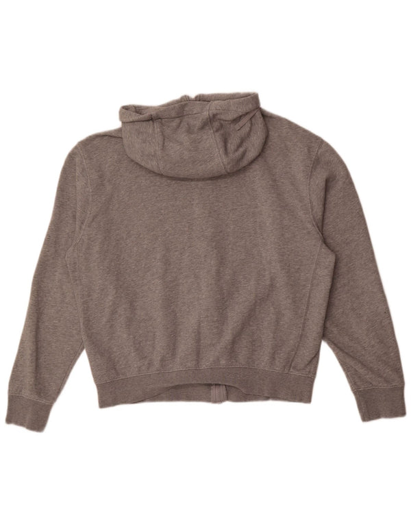 Nike Womens Oversized Zip Hoodie Sweater UK 14 Medium Grey Flecked Cotton