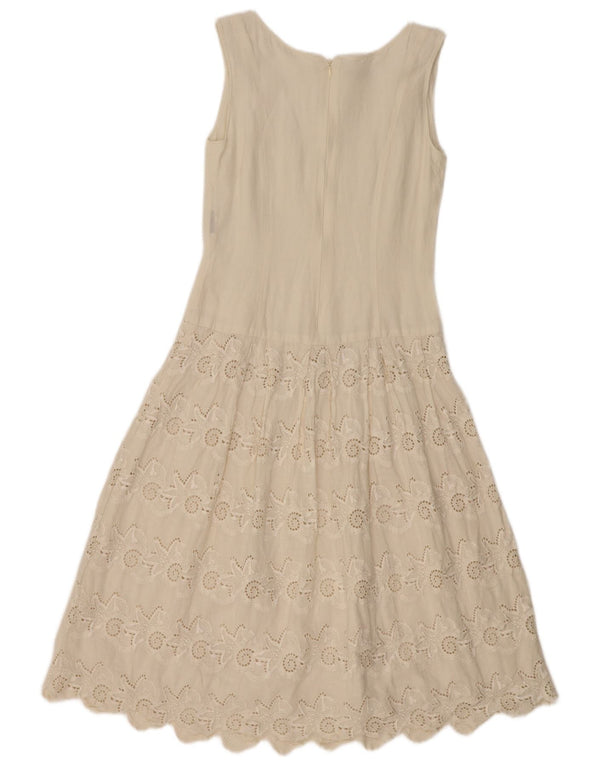 MARIELLA BURANI Ženska haljina A-kroja bez rukava UK 10 Small Off White Lan