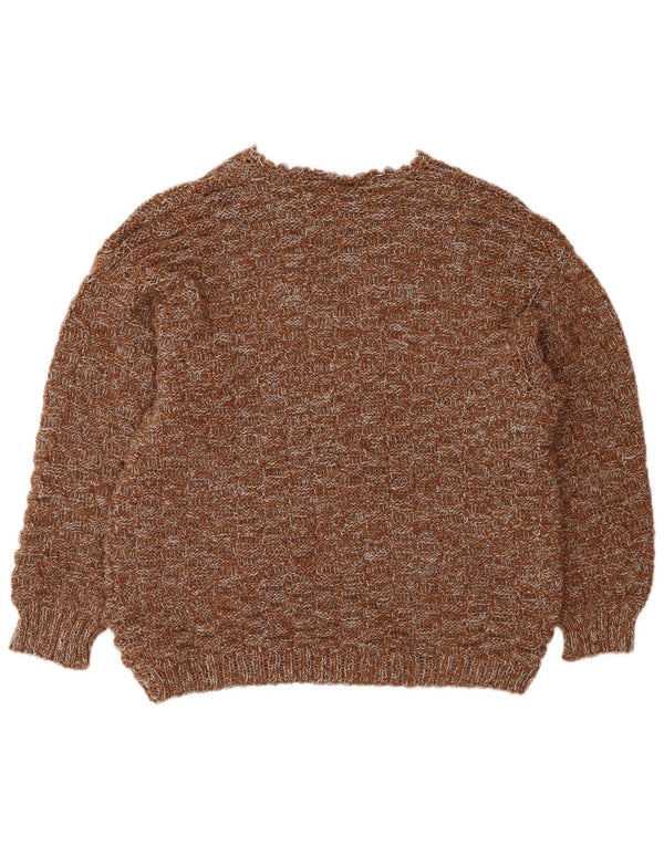 VINTAGE ženski džemper s V-izrezom UK 16 Velikih smeđih pjega