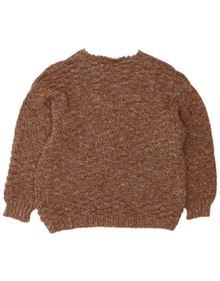 VINTAGE ženski džemper s V-izrezom UK 16 Velikih smeđih pjega