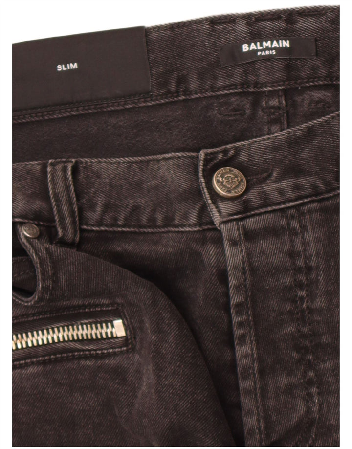 Balmain muške uske traperice W34 L30 sivi pamuk