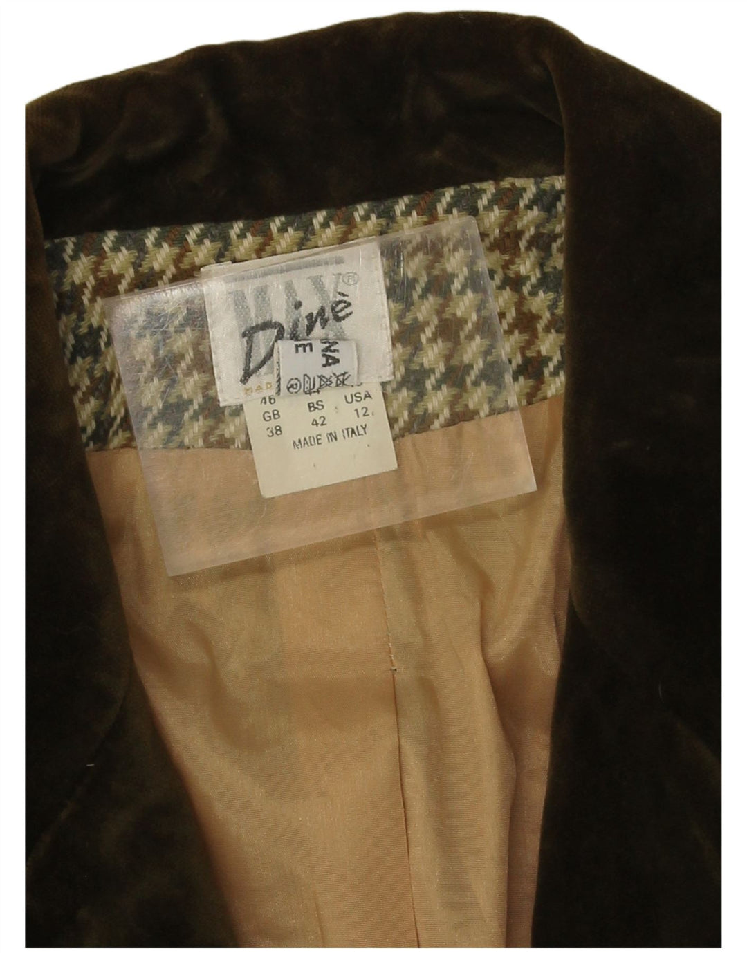 Vintage ženski sako s 1 gumbom EU 38 srednje bež houndstooth