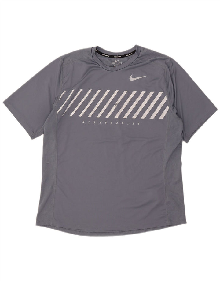 Nike Dri Fit Graphic majica kratkih rukava XL sivi prugasti poliester