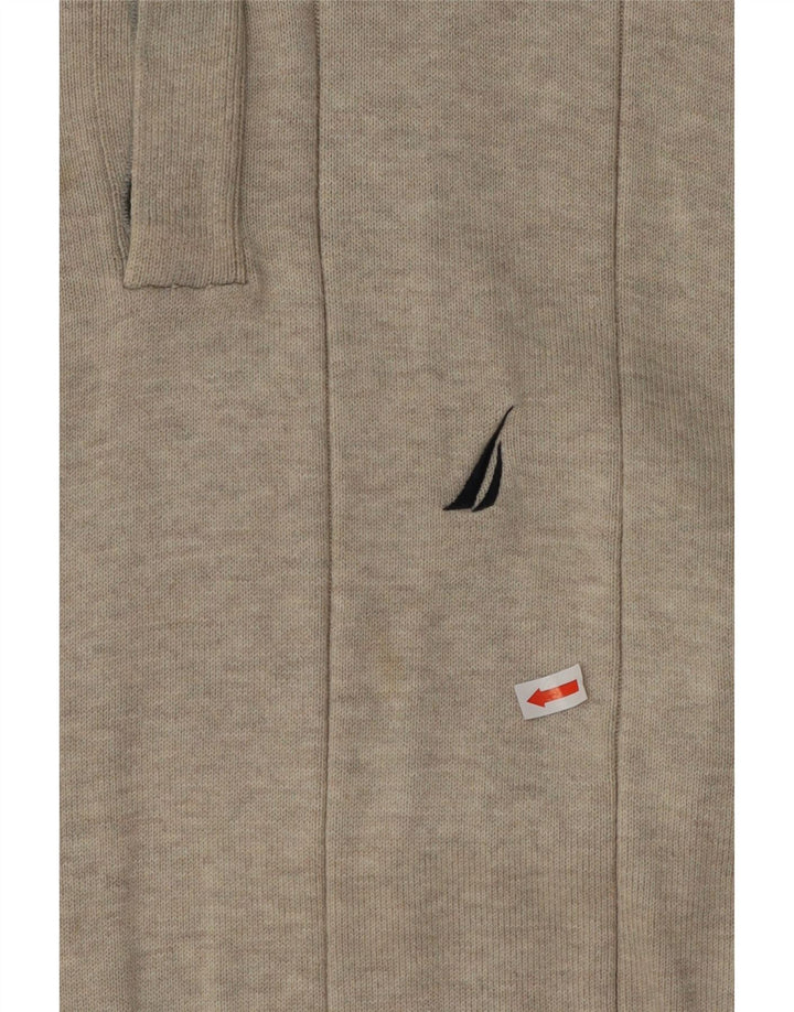 NAUTICA Mens Button Neck Jumper Sweater Large Grey Cotton