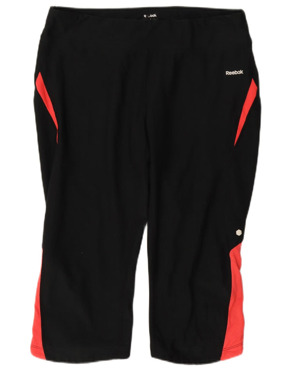 Reebok Ženske Capri Trenirke Hlače UK 14 Large Black Colourblock