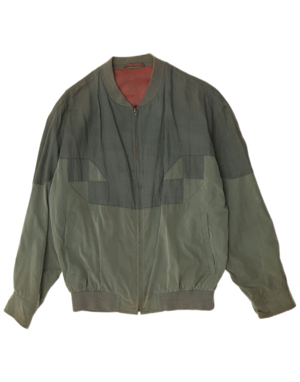 Vintage muška bomber jakna UK 40 velikih zelenih blokova u boji