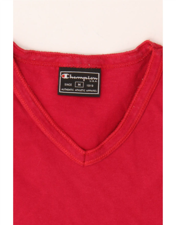 CHAMPION Womens T-Shirt Top UK 12 Medium Red Cotton Vintage Champion and Second-Hand Champion from Messina Hembry 