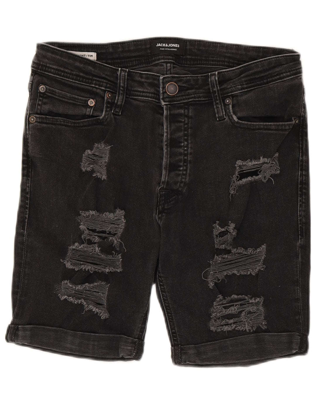 Jack & Jones Muške kratke traper hlače srednje veličine W30, crni pamuk