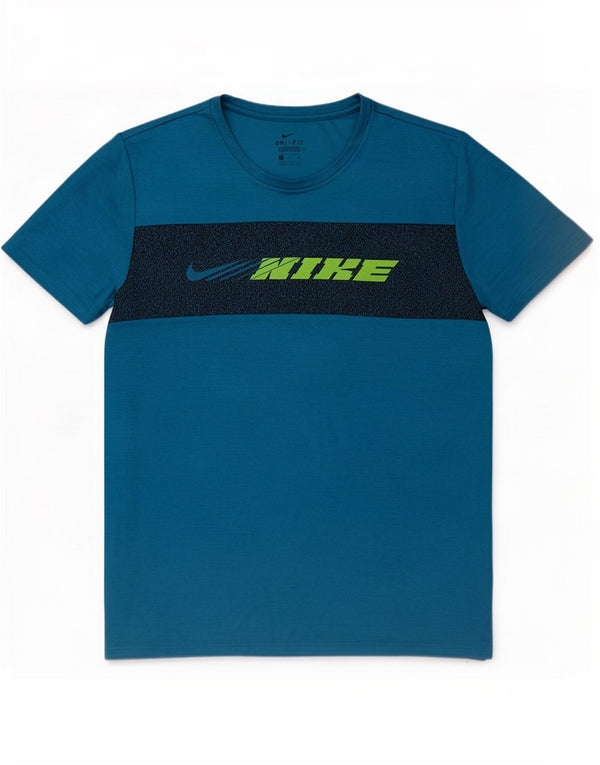 Nike Mens Dri Fit Standard Graphic T-Shirt Top XL Blue Colourblock