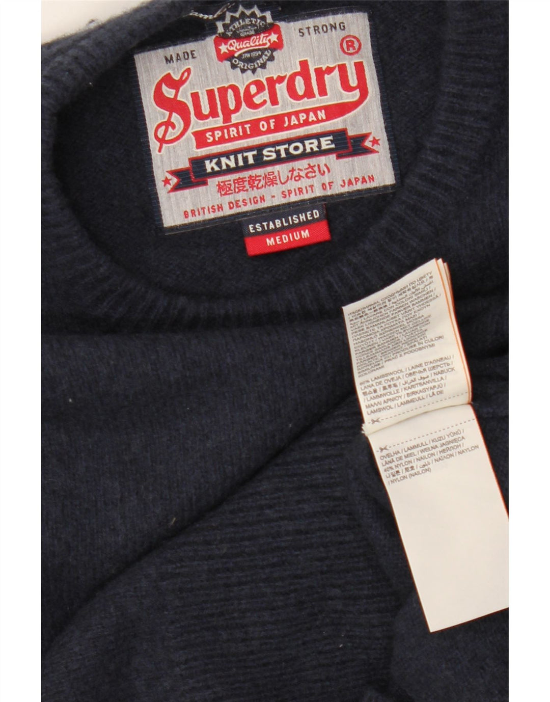SUPERDRY muški džemper s okruglim izrezom srednje tamnoplave vune