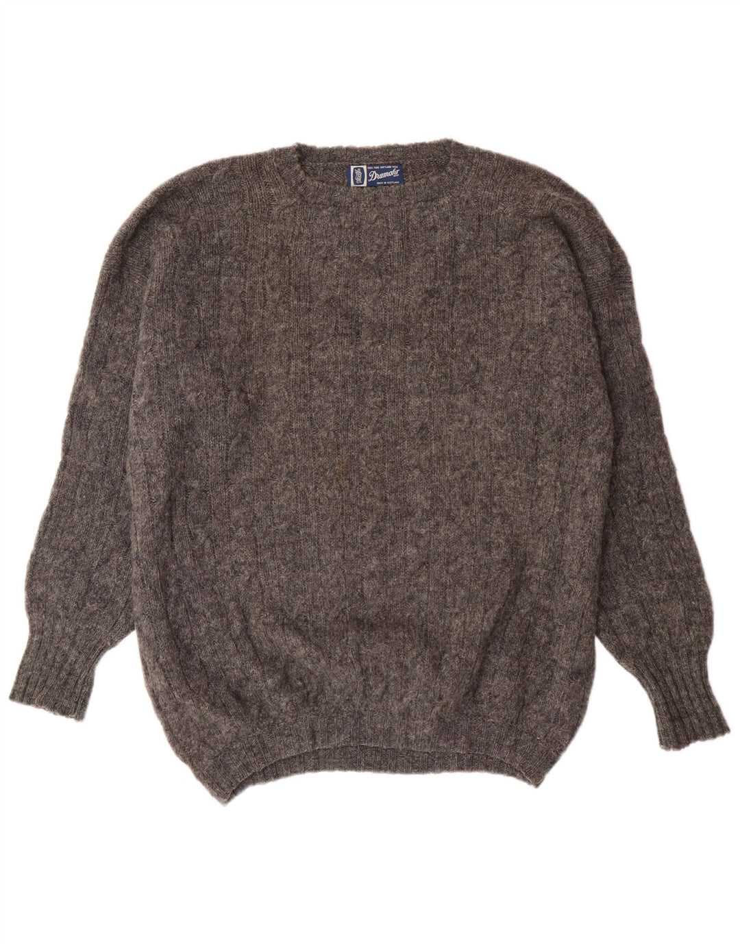 Drumohr muški džemper s okruglim izrezom XL siva vunena