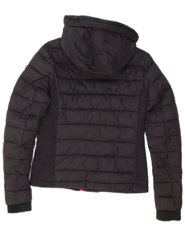 Superdry ženska podstavljena jakna s kapuljačom UK 12 Srednji crni najlon