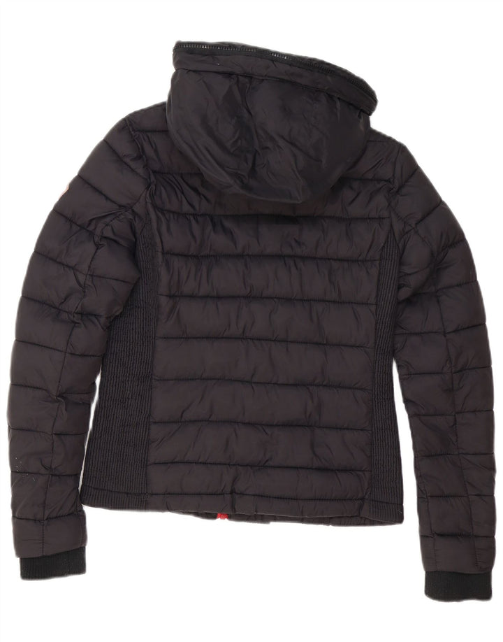 Superdry ženska podstavljena jakna s kapuljačom UK 12 Srednji crni najlon