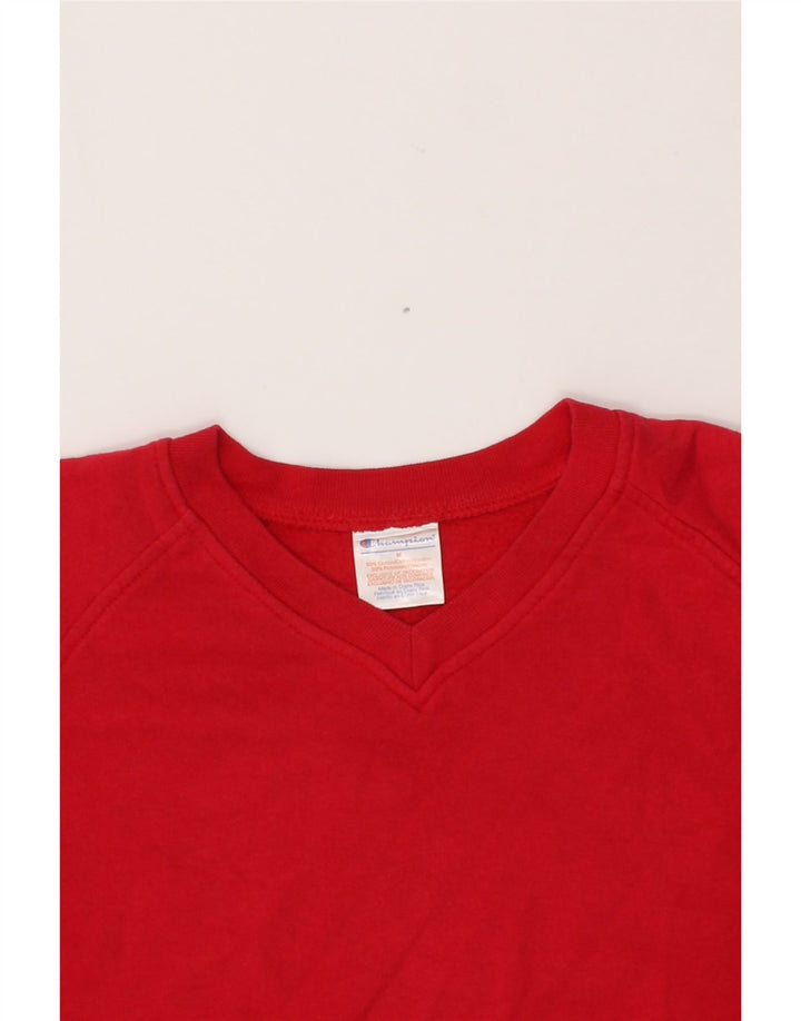 CHAMPION Womens Oversized Crop Sweatshirt Jumper UK 14 Medium Red Cotton Vintage Champion and Second-Hand Champion from Messina Hembry 