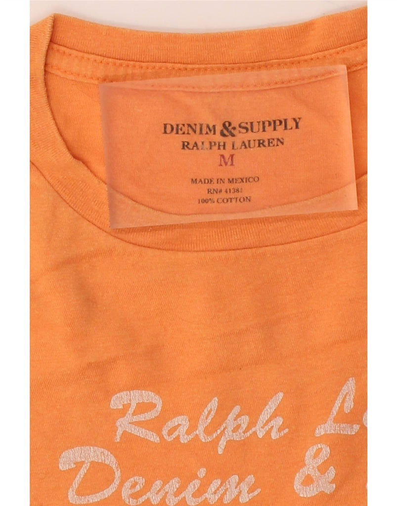 RALPH LAUREN Mens Graphic T-Shirt Top Medium Orange Cotton Vintage Ralph Lauren and Second-Hand Ralph Lauren from Messina Hembry 