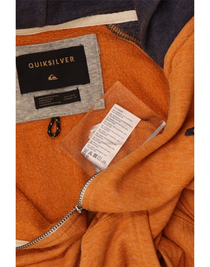 QUIKSILVER Ženski pulover s kapuljačom na patentni zatvarač UK 14 Large Orange Colourblock Pamuk