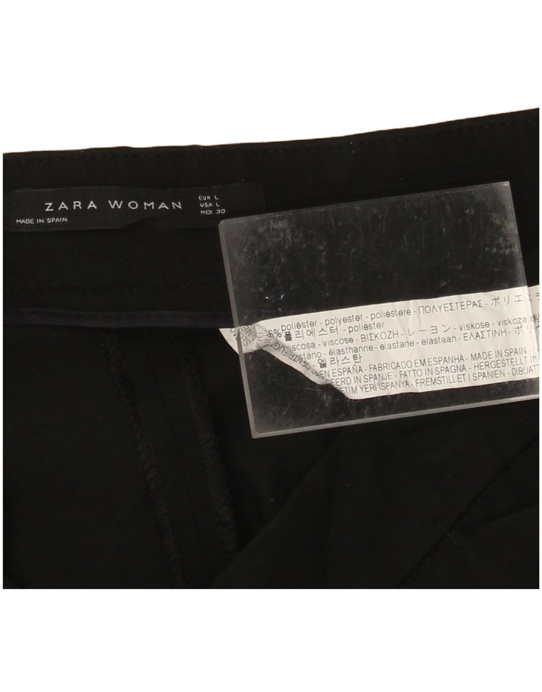 ZARA Womens Straight Casual Trousers Large W30 L26 Black Polyester