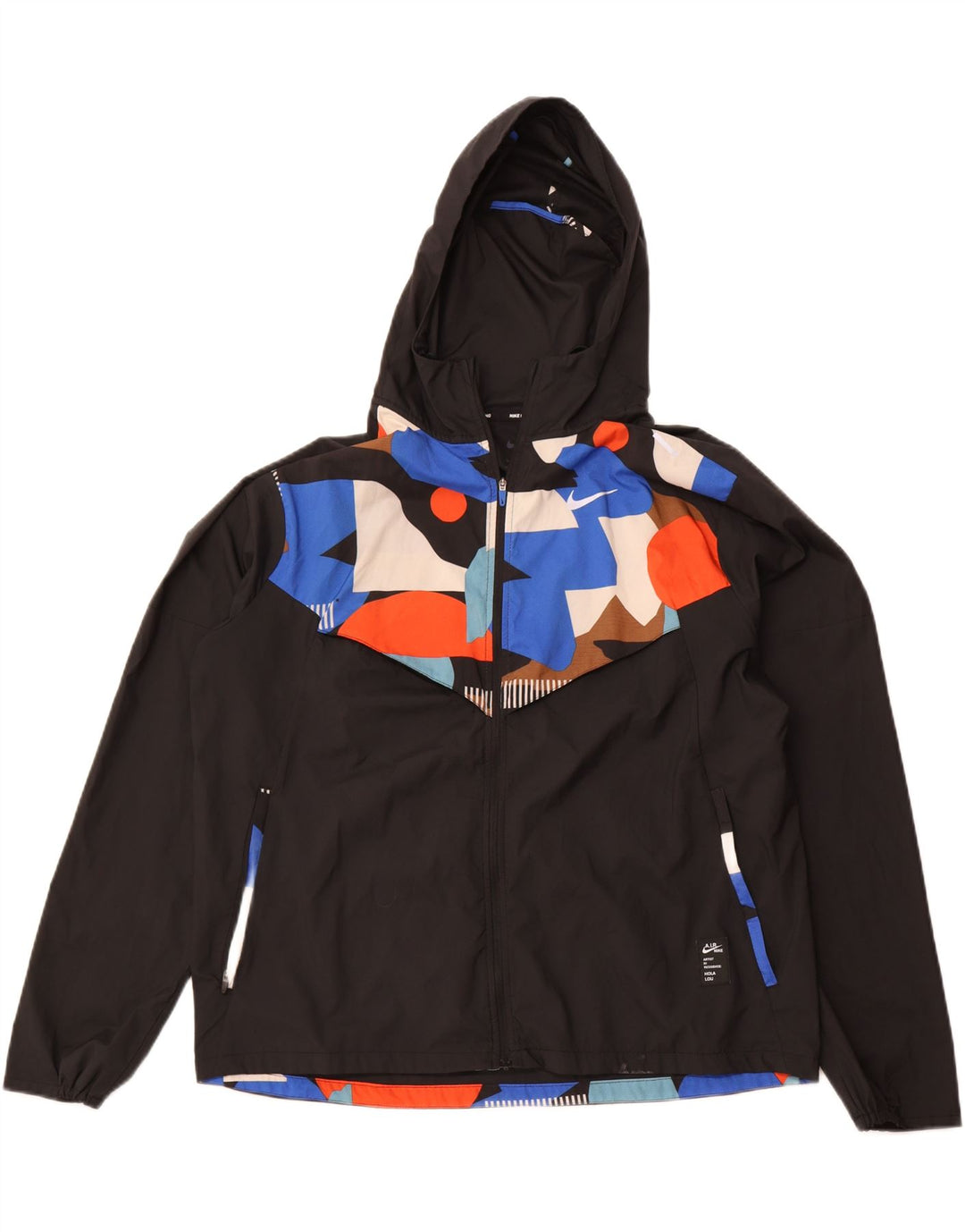 Nike muška gornja jakna s kapuljačom, veliki crni geometrijski poliester