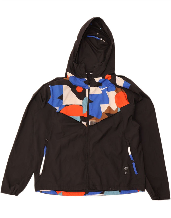 Nike muška gornja jakna s kapuljačom, veliki crni geometrijski poliester