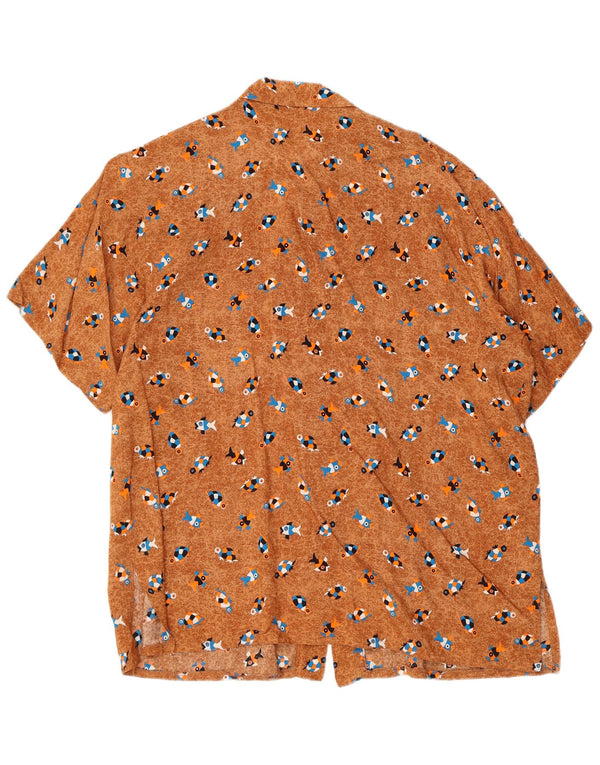 Vintage ženska velika košulja s apstraktnim uzorkom UK 10 Mala smeđa