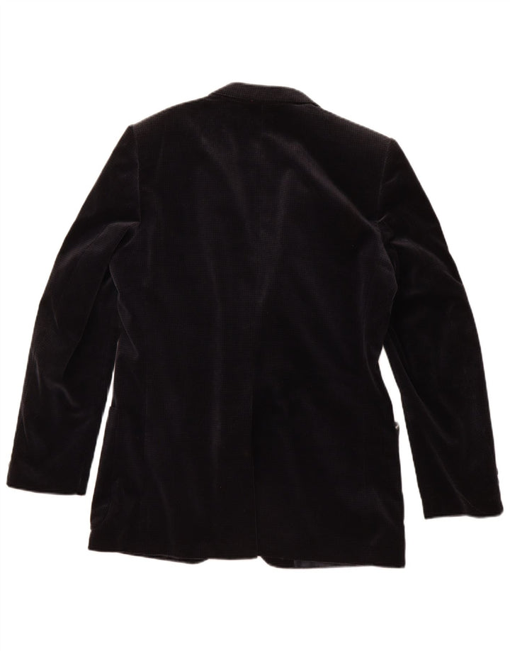 Vintage muška baršunasta sako jakna UK 36 Mali mornarsko plavi pamuk u obliku ptičje zube