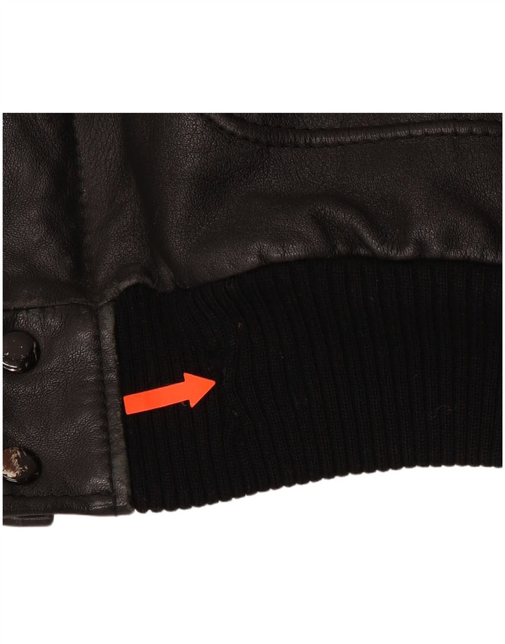 VINTAGE muška vojna kožna jakna IT 54 2XL crna koža