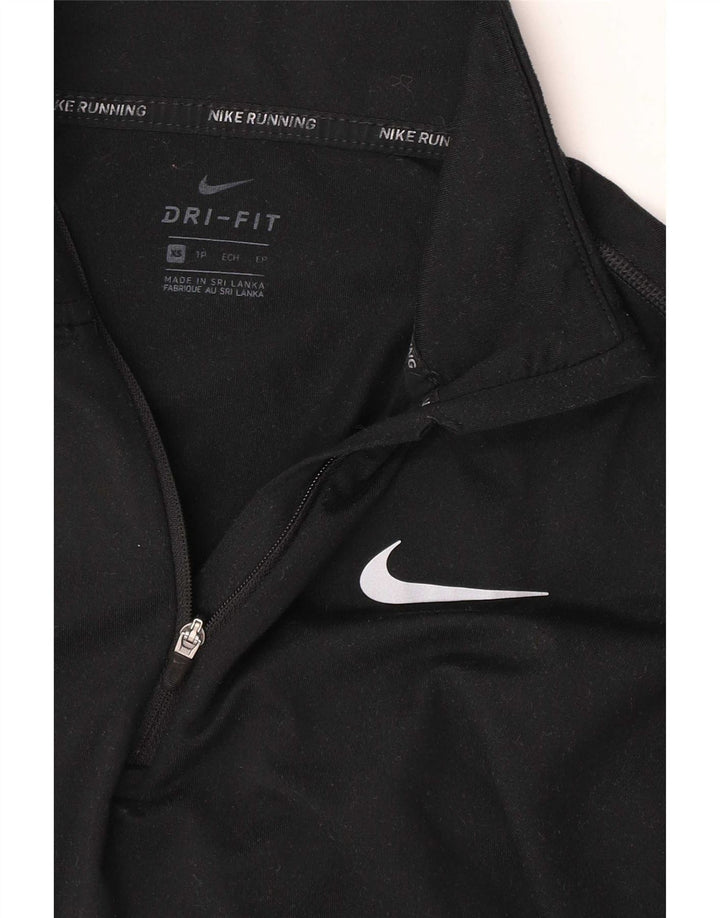 Nike Dri Fit majica s dugim rukavima i izrezom s patentnim zatvaračem, crna