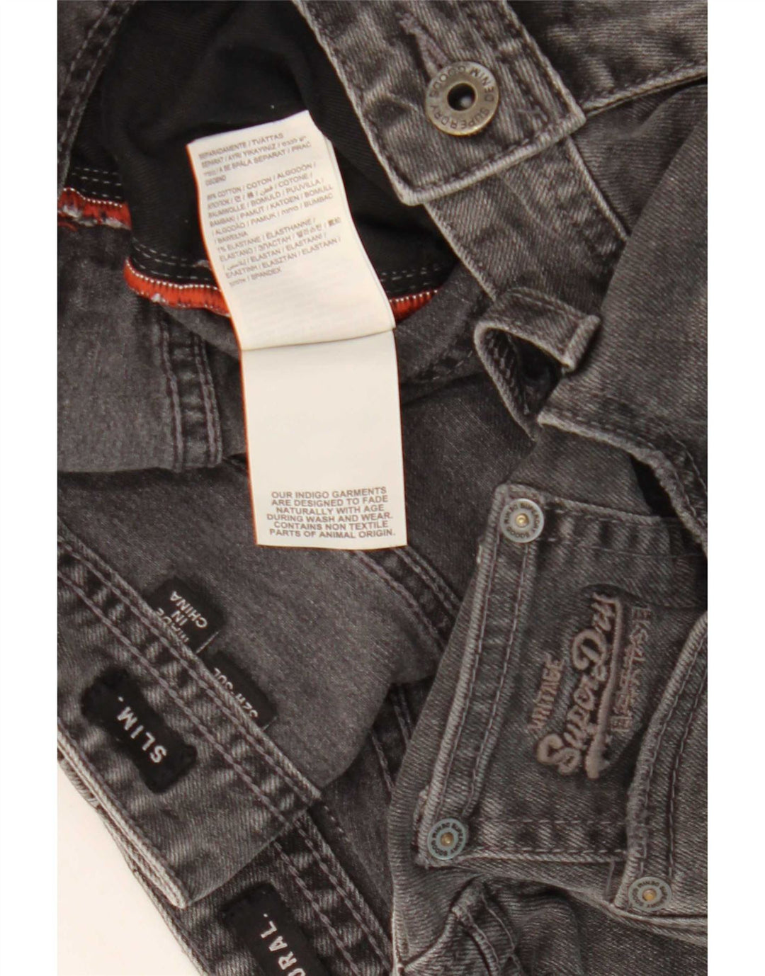 Superdry muške kapralske uske traper kratke hlače W32 srednje sivi pamuk