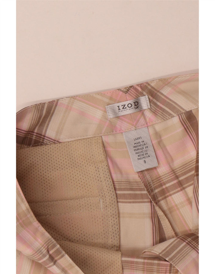 Izod ženske chino kratke hlače US 8 srednje veličine W32 ružičasti karirani poliester
