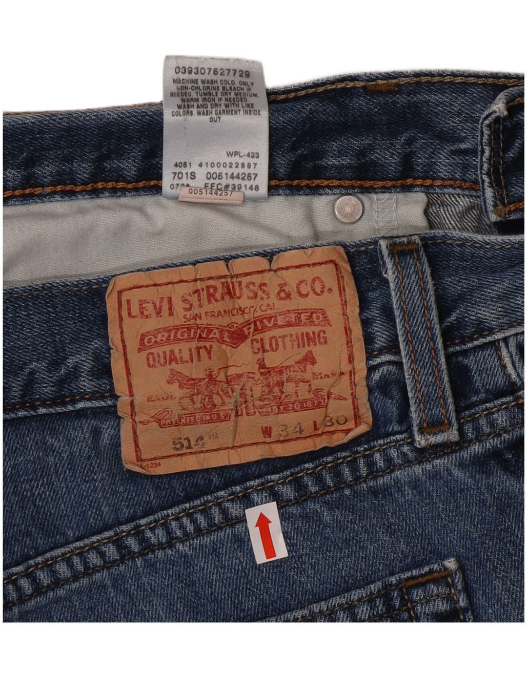 Levi's muške 514 uske ravne traperice W34 L27 plavi pamuk