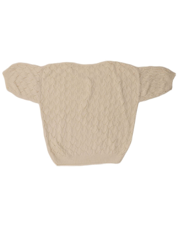 VINTAGE ženski džemper s okruglim izrezom UK 18 XL bijeli