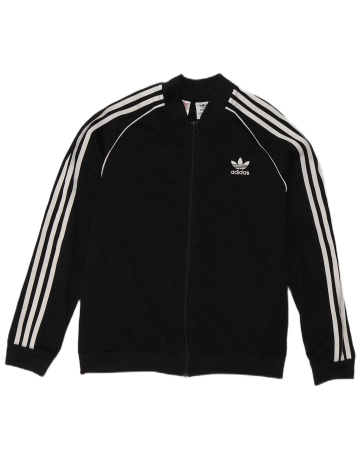 Gornja jakna od trenirke Adidas za dječake 13-14 godina, crni poliester