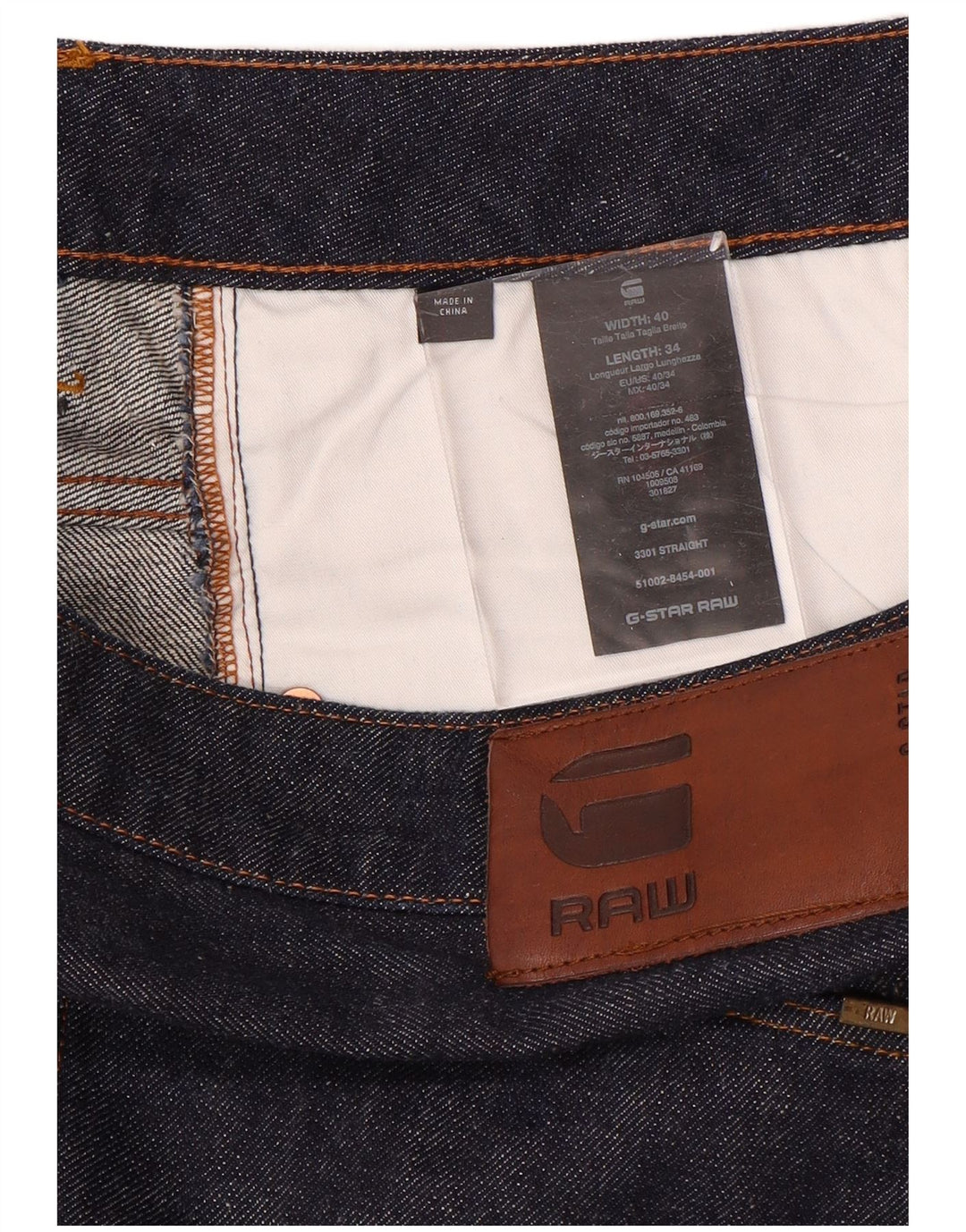 G-STAR muške 3301 ravne traperice W40 L34 tamnoplavi pamuk