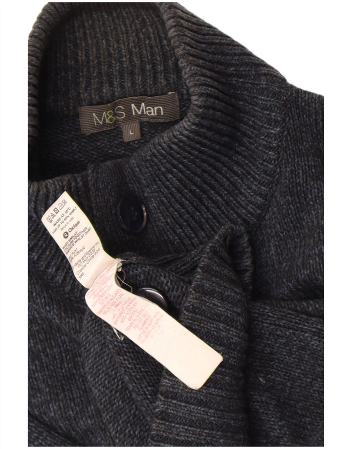 Marks & Spencer muški džemper s dugmadima i ovratnikom Veliki tamnoplavi pulover