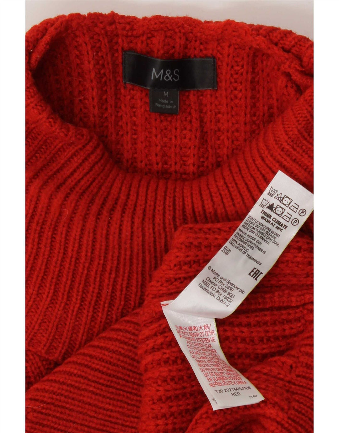 Marks & Spencer ženski pulover s rol izrezom UK 14 Srednje crveni akril