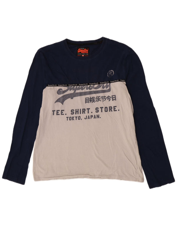 Superdry muška ekstra tanka grafička majica dugih rukava 2XL plave boje