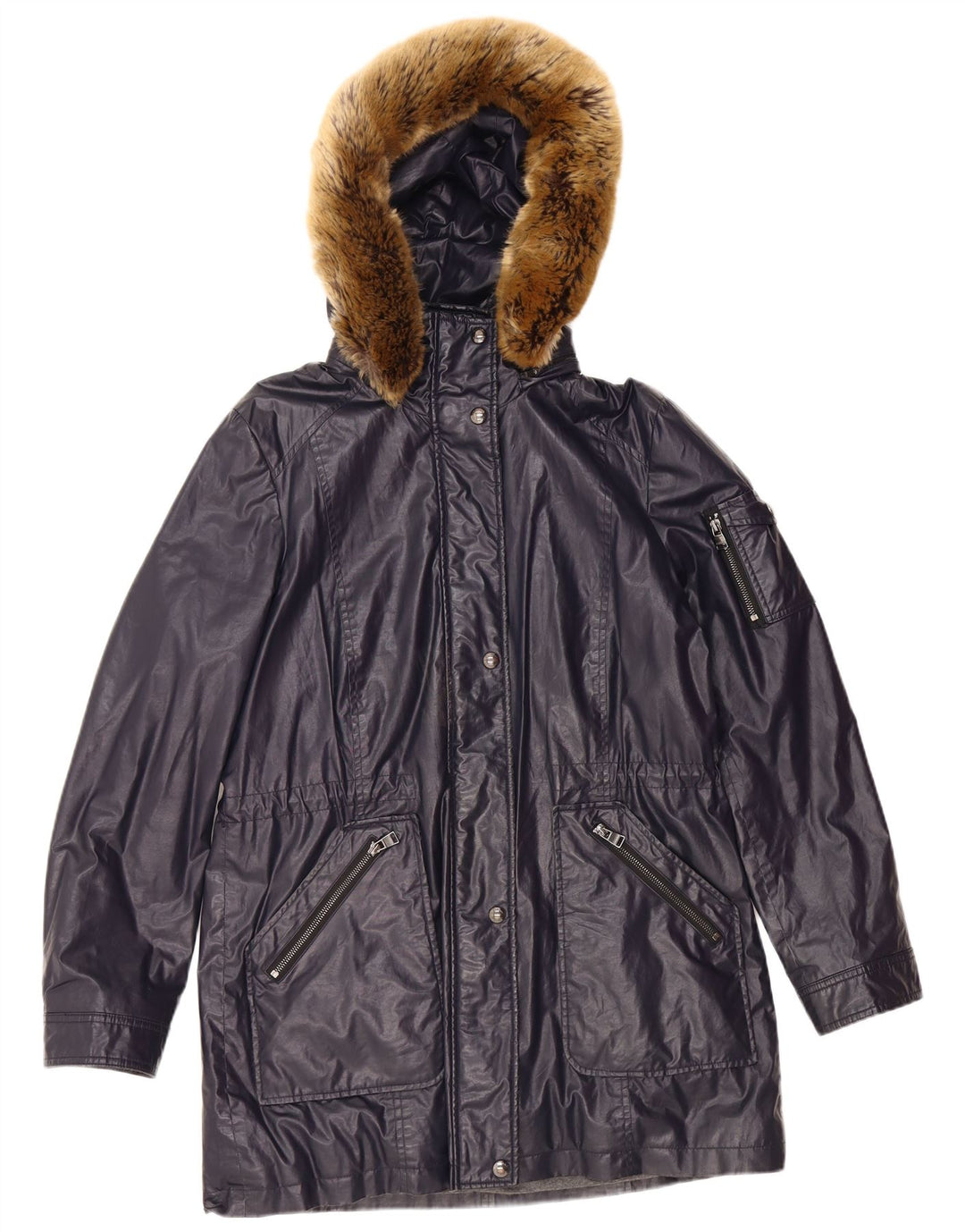 CALVIN KLEIN Ženska parka jakna s kapuljačom UK 16 velika tamnoplava poliester