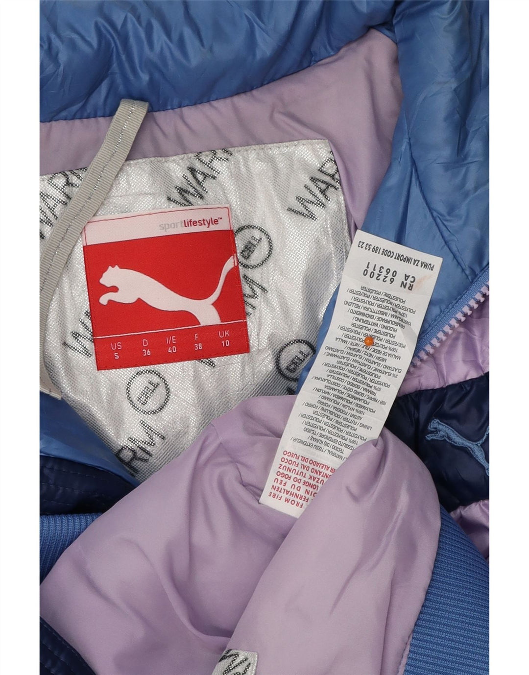PUMA ženska podstavljena jakna UK 10 Small Blue Colourblock poliester