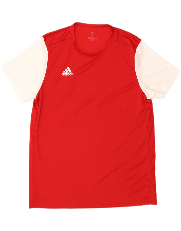 ADIDAS Mens Climalite T-Shirt Top XL Red Colourblock Polyester