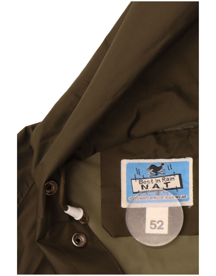 Vintage muška kišna jakna s kapuljačom IT 52 XL kaki najlon