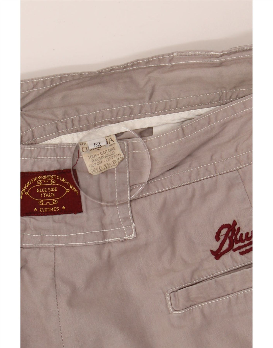 BLUE SIDE Mens Chino Shorts IT 52 XL W34 Grey Cotton Vintage Blue Side and Second-Hand Blue Side from Messina Hembry 