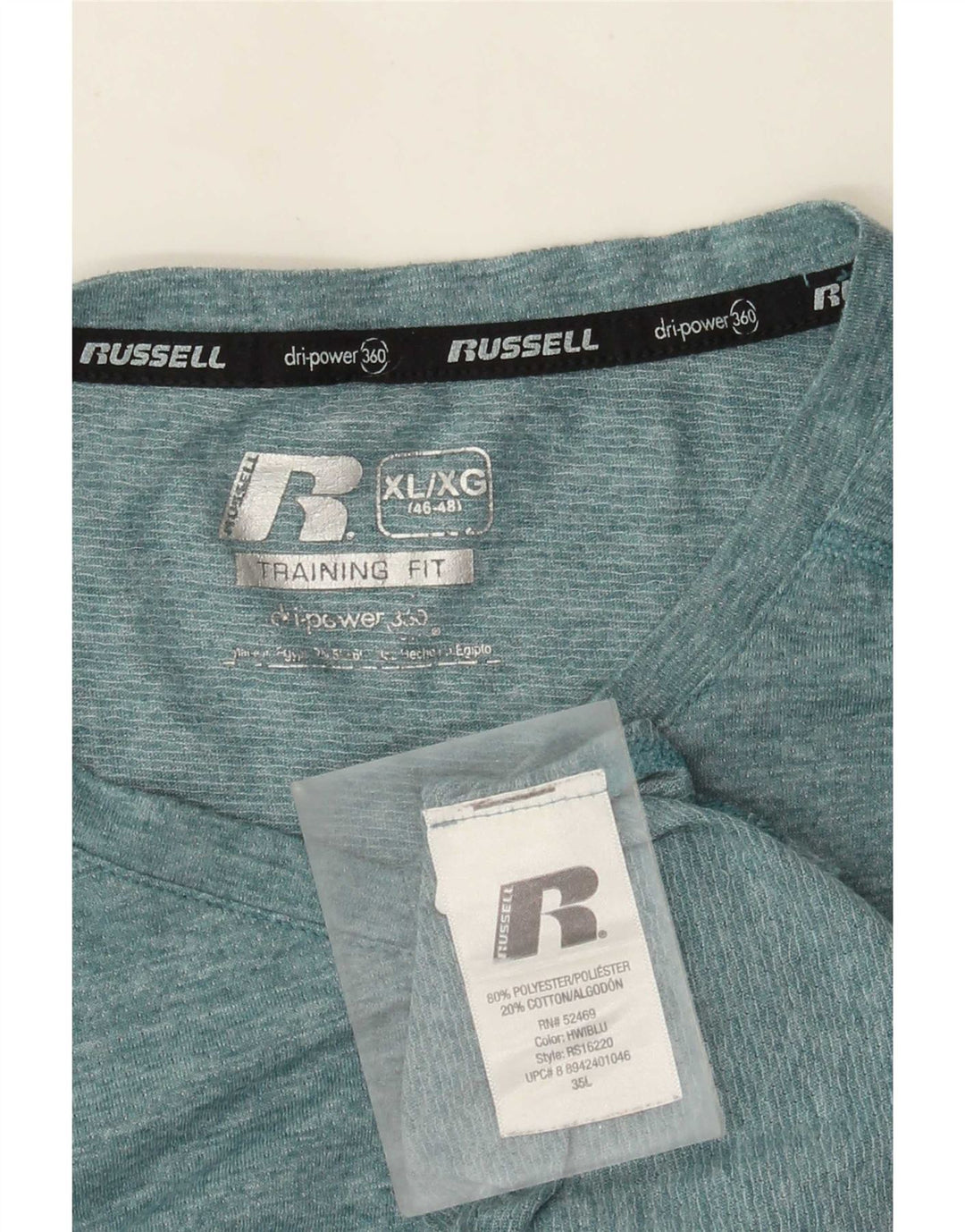 Russell Athletic Mens T-Shirt Top XL Blue Flecked Polyester