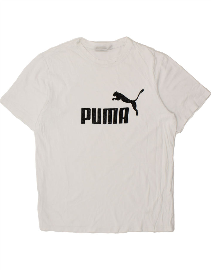 PUMA Mens Graphic T-Shirt Top Large White Vintage Puma and Second-Hand Puma from Messina Hembry 