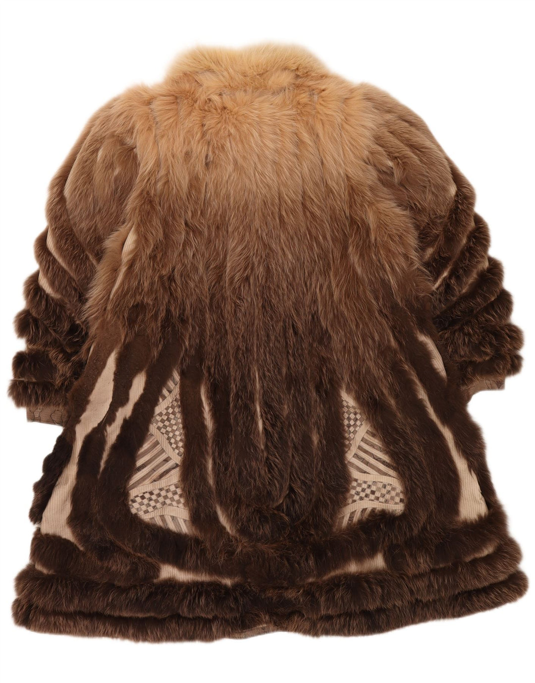 VINTAGE ženski gornji kaput od umjetnog krzna UK 18 XL smeđi cvjetni