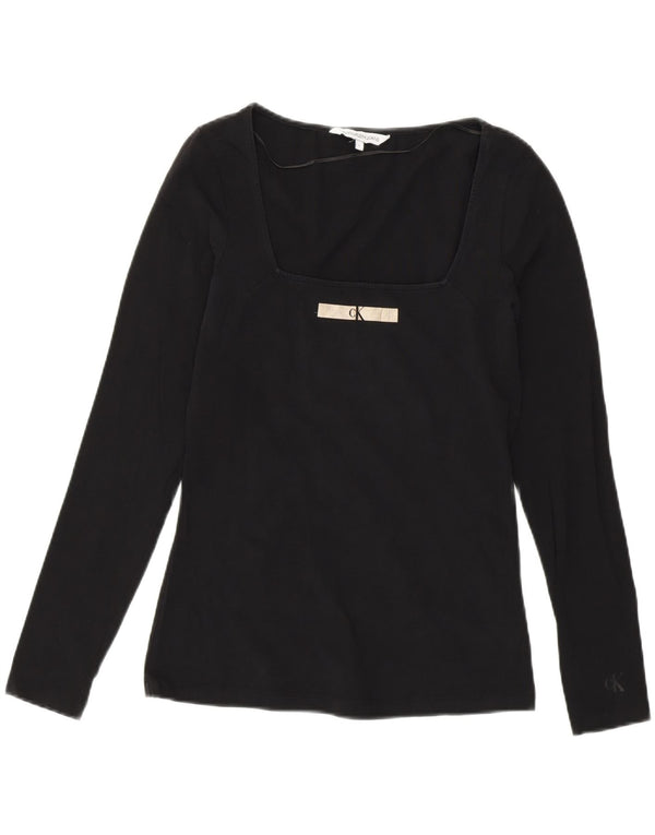 Calvin Klein Ženska majica dugih rukava s grafikama UK 14 Srednje crni pamuk